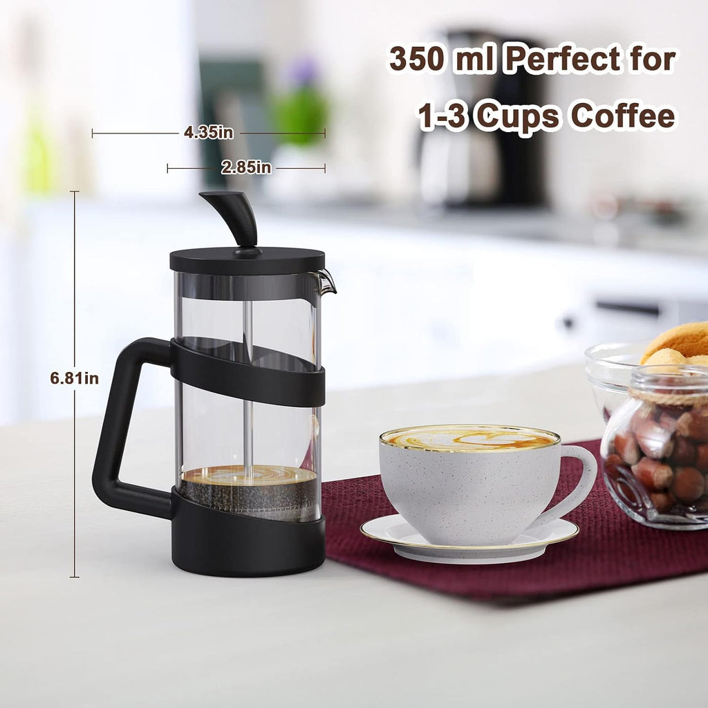 Mini French Press Coffee Maker, 12 oz, Camping Coffee Press Pot, Small French Press, Tea and Frothed Milk Press