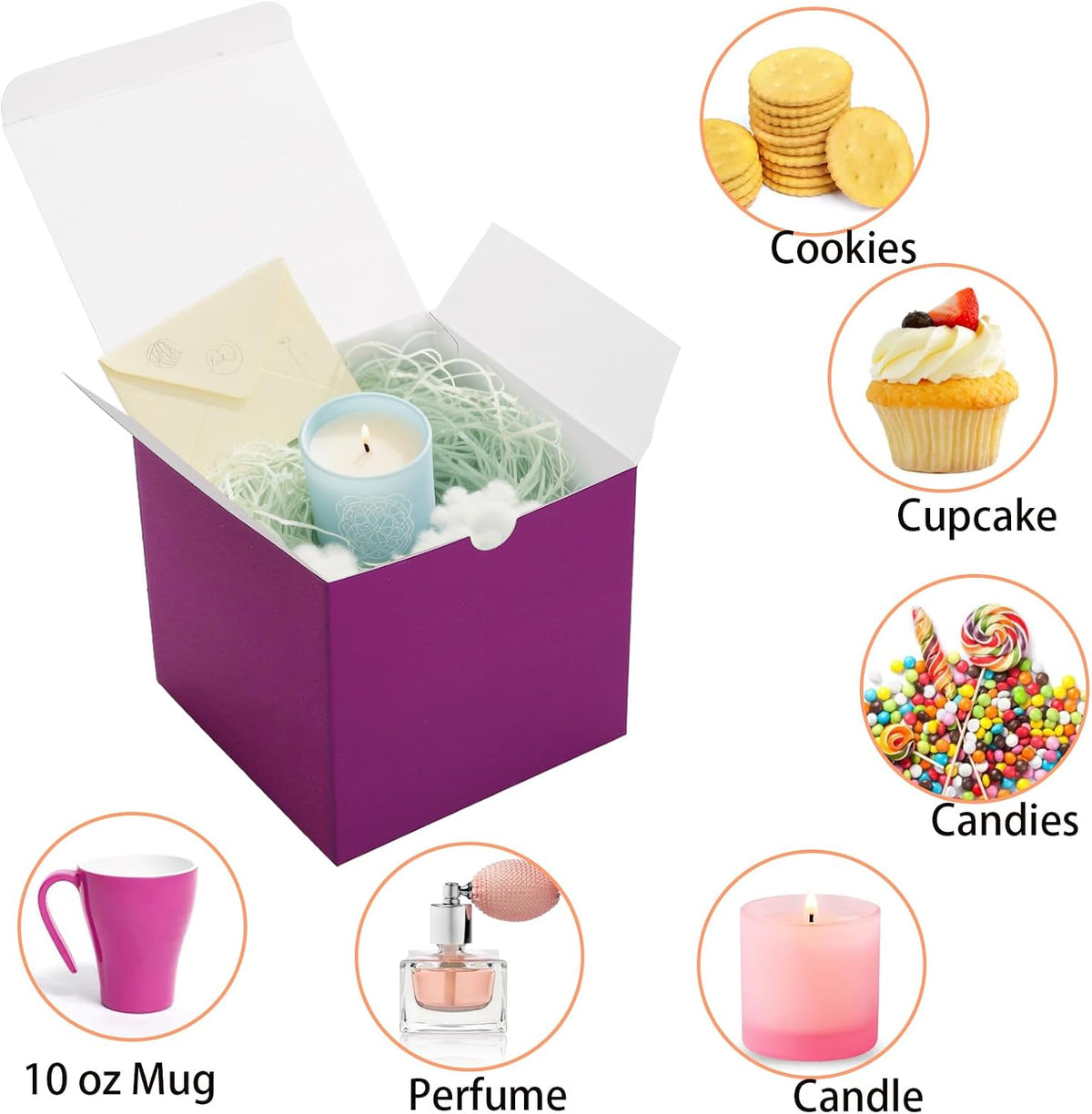 60 Pack 4x4x4 Inch Gift Boxes with Lids, 12 Colors