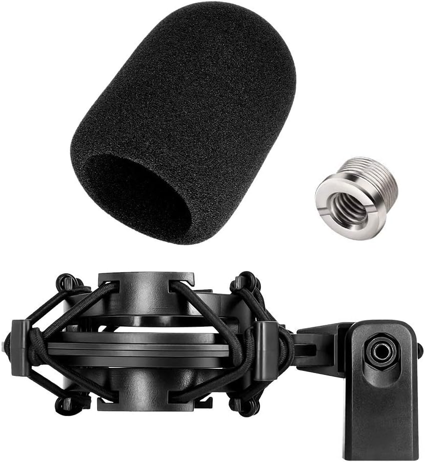 AT2020 Microphone Shock Mount with Pop Filter, Custom Built for AT2020 Mic | Pop Filter & Anti-Vibration Suspension