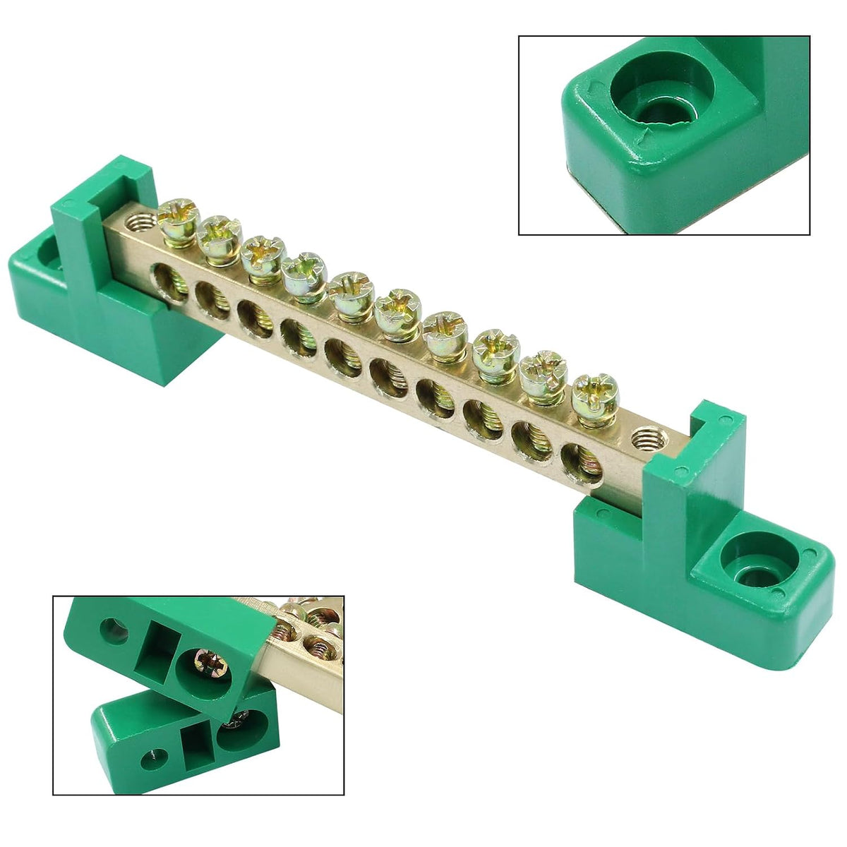 Bonsicoky 2 Pack Brass Terminal Bus Bar 10 Positions