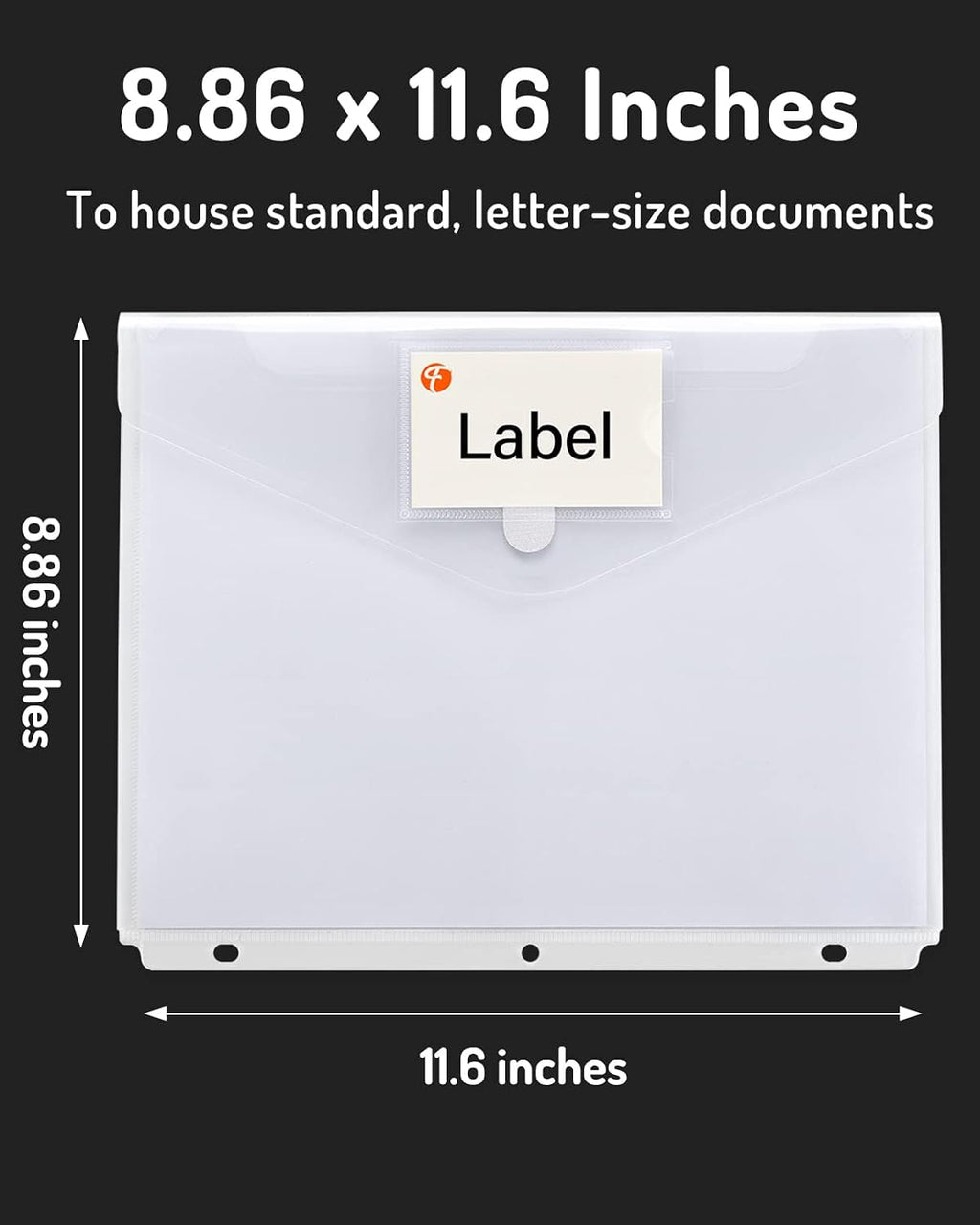 Binder Pocket, 10 Pack Super Heavyweight Plastic Folders | Tight Closure Binder Sleeves, Folders with Pockets Side