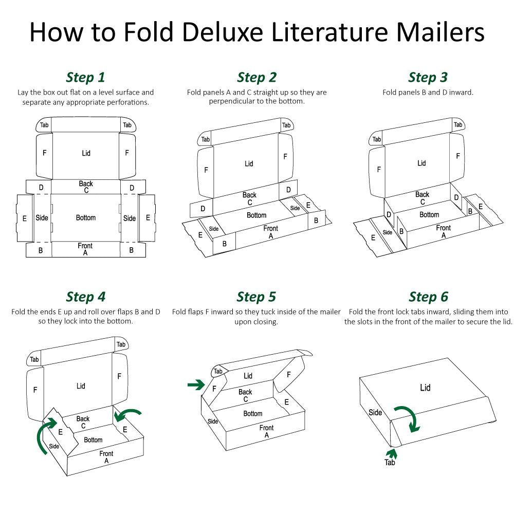 BFMFL964 Deluxe Literature Cardboard Mailers, 9 x 6 1/4 x 4 Inches, Corrugated Die-Cut Shipping Boxes, Medium White