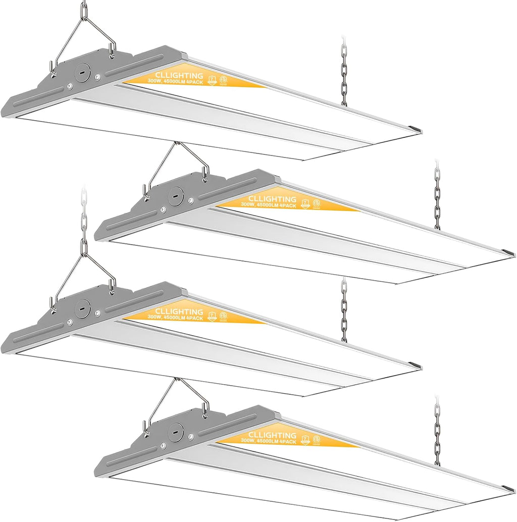 High Bay LED Shop Lights 4 Pack, Switchable 300W/240W/200W & 4000K/5000K