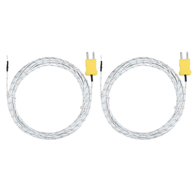 MECCANIXITY 2pcs K Type Thermocouple Probe Mini Connector 29.5ft White