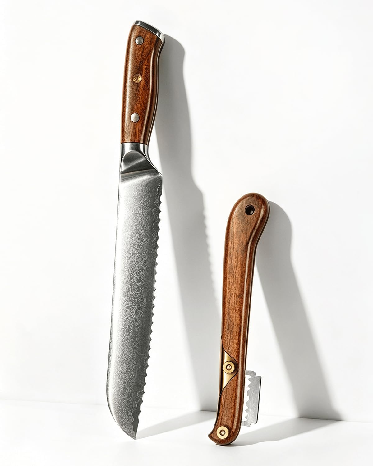 Damascus Bread Knife and Bread Lame Set