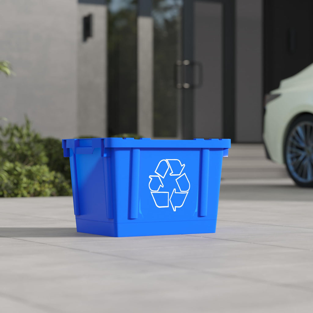 14 Gallon Rectangular Blue Recycling Bin | 6 Pack | Inside Outside Curbside | Stackable Box for Paper Plastic