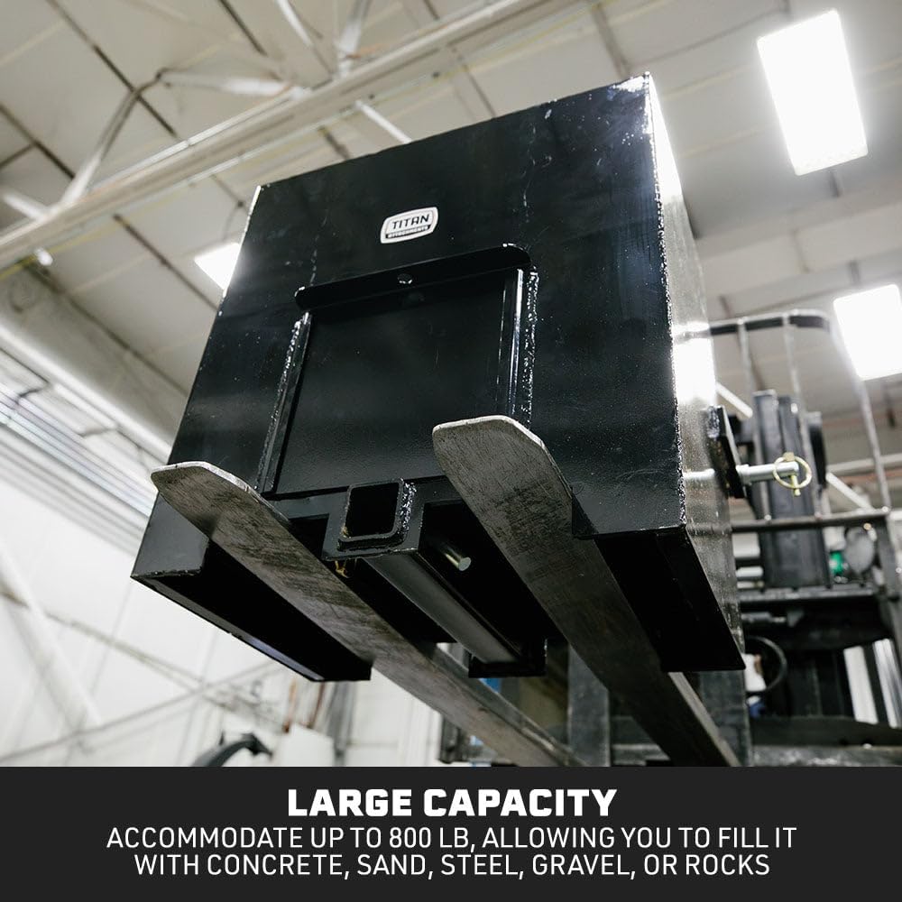 3 Point Black Ballast Box Fits Category 1 Tractor Attachment, Quick Hitch Compatible, 800lb Capacity, Tractor Ballast