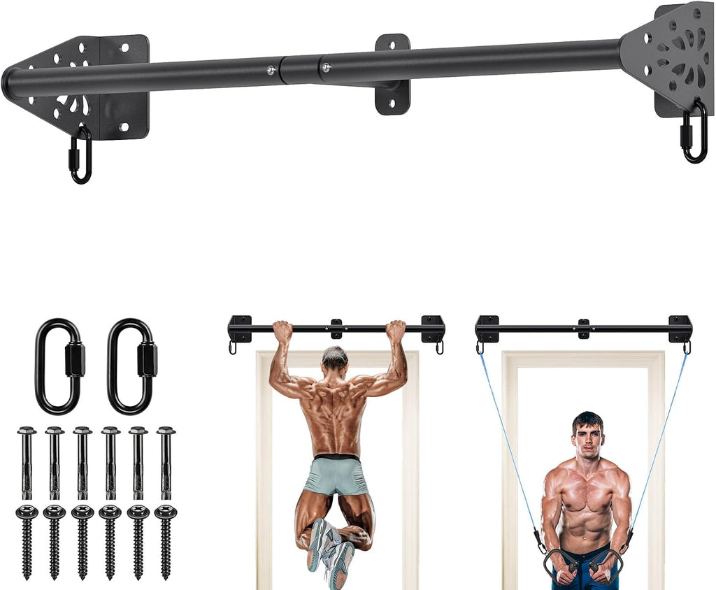 Wall Mounted Pull Up Bar - Heavy Duty 500 LB Capacity Doorway Chin Up Bar for Home Gym, Sturdy Steel Construction