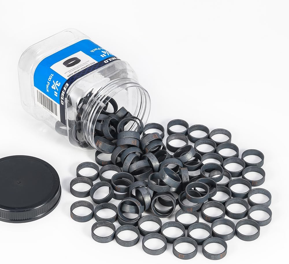 100Pcs EFIELD 3/4-inch Pex Copper Crimp Rings(CLAMP025-100)
