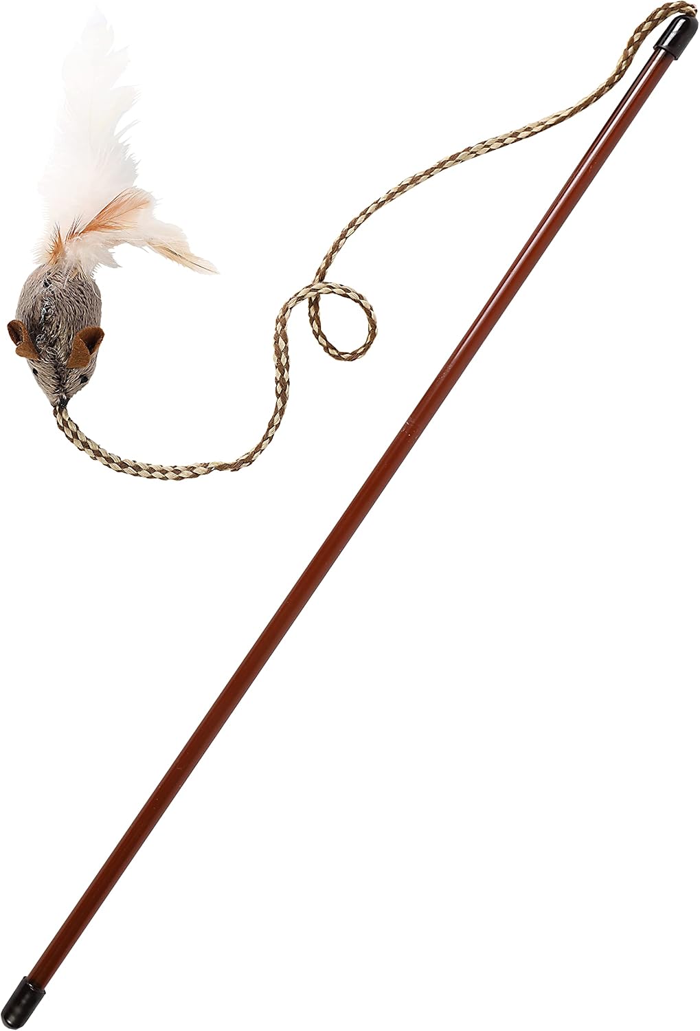 OurPet's Play-N-Squeak Teathered & Feathered Play Wand Cat Toy
