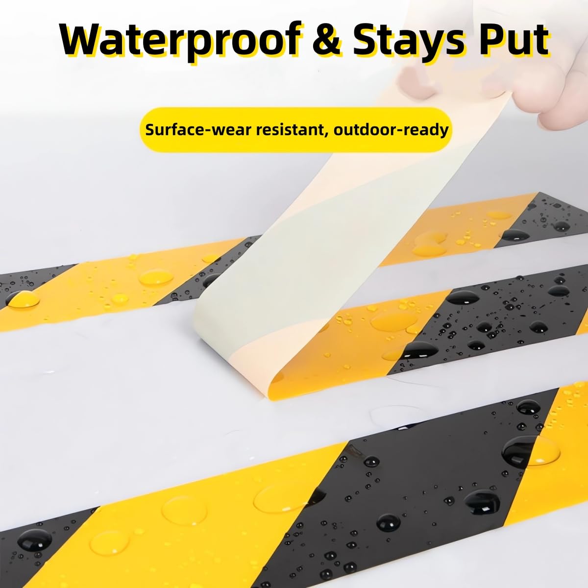 4inch x 110ft Black & Yellow Hazard Tape Warning Safety Stripe Tape for Floor Marking, Strong Adhesive Wear