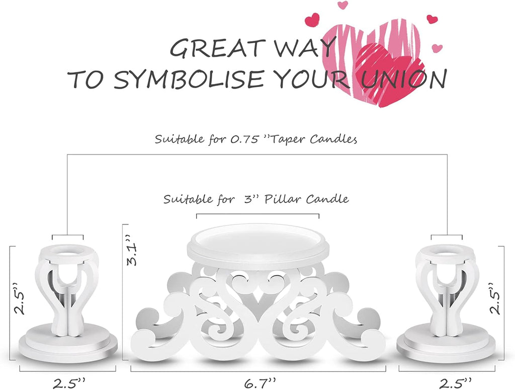 Wooden Unity Candle Holder Set, Wedding Ceremony Centerpiece Decor
