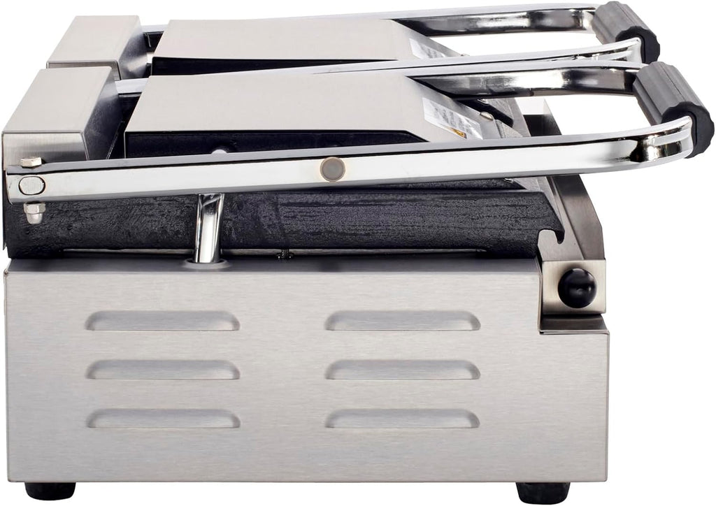 Commercial Panini Sandwich Grill Grooved Top w/Smooth Bottom Plate