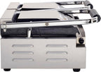 Commercial Panini Sandwich Grill Grooved Top w/Smooth Bottom Plate