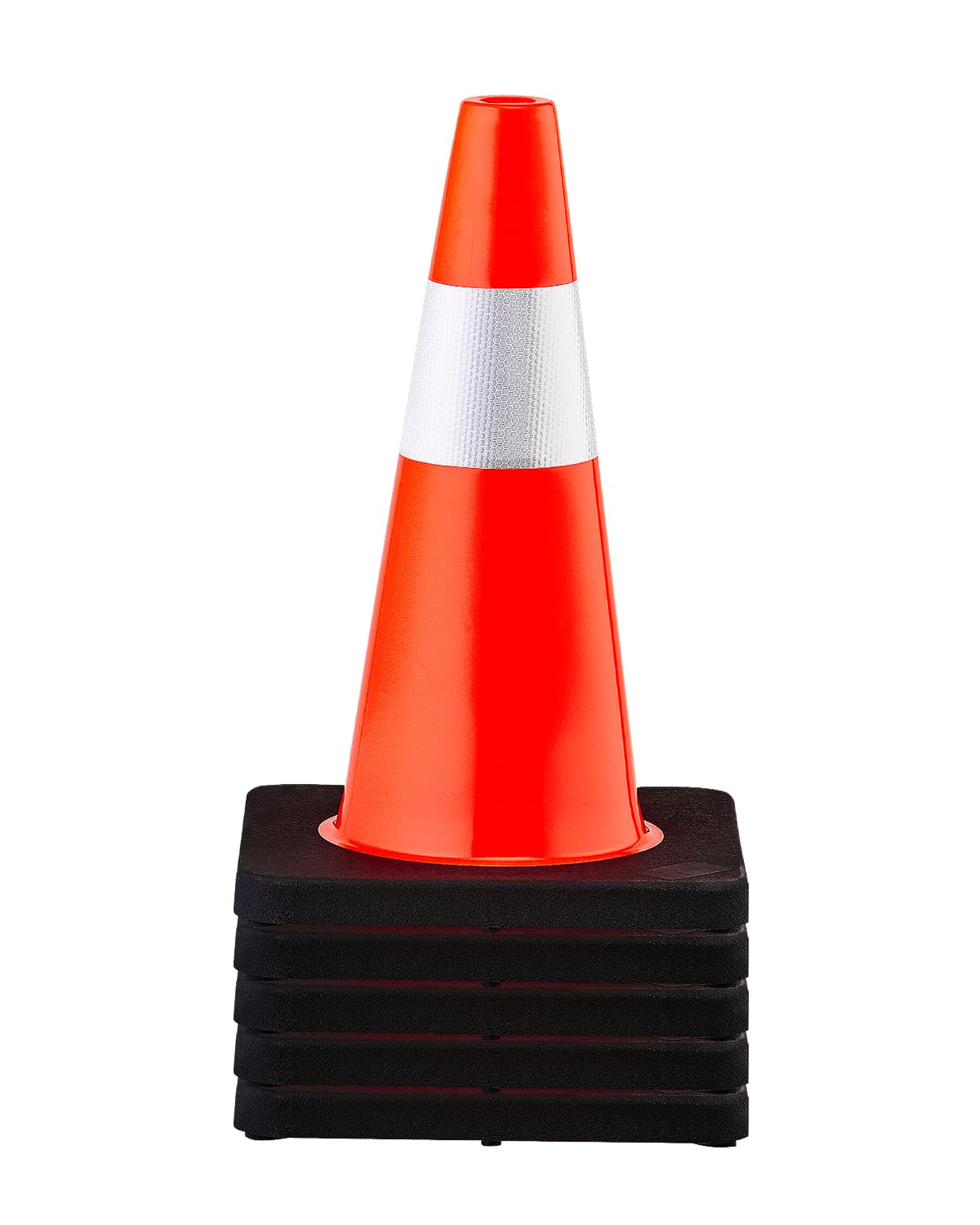 Safety Cones, 5 Pack 18" Traffic Cones, PVC Orange Construction Cones with Reflective Collars and Black Weighted Base