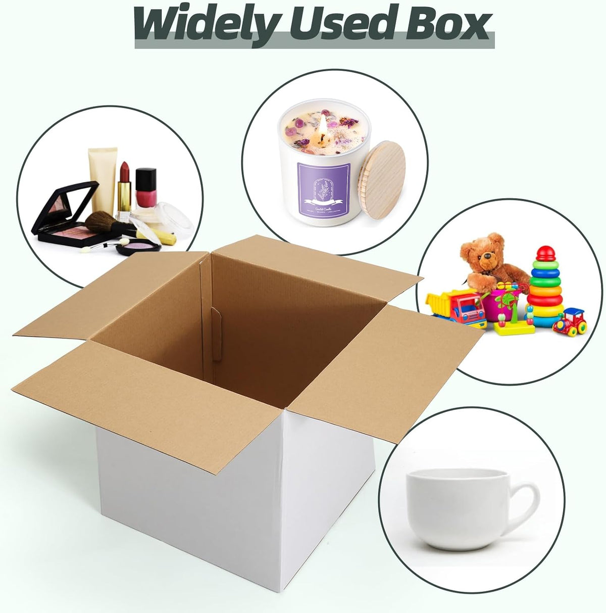 12x12x12 Shipping Boxes 10 Pack, White Corrugated Cardboard Boxes with Side-Lock and Pre-Applied Double-Sided Tape