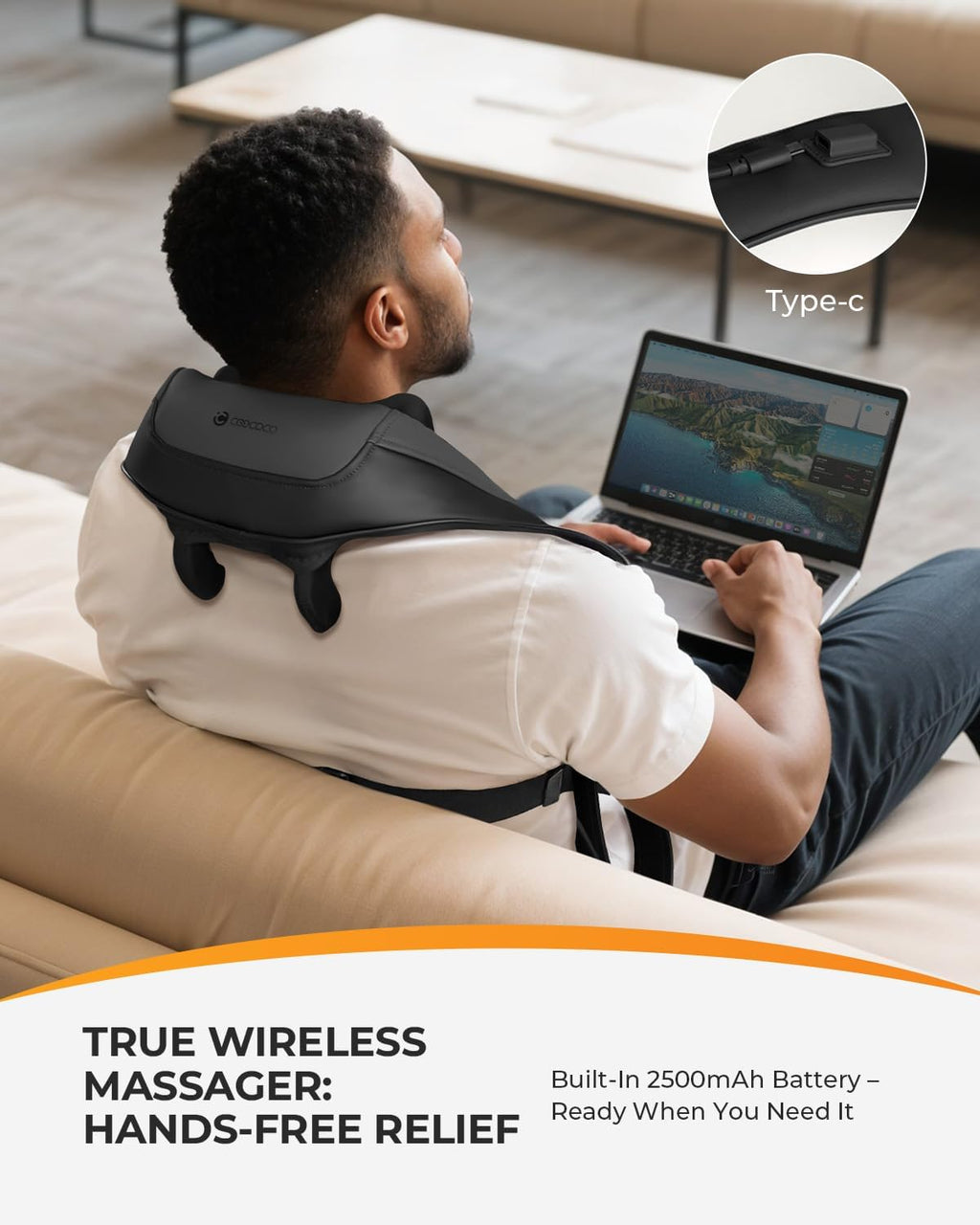 HSA Cordless Neck Massager with Heat, FSA Eligible Hands-Free Wearable Shiatsu Shoulder Massager for Home, Office or