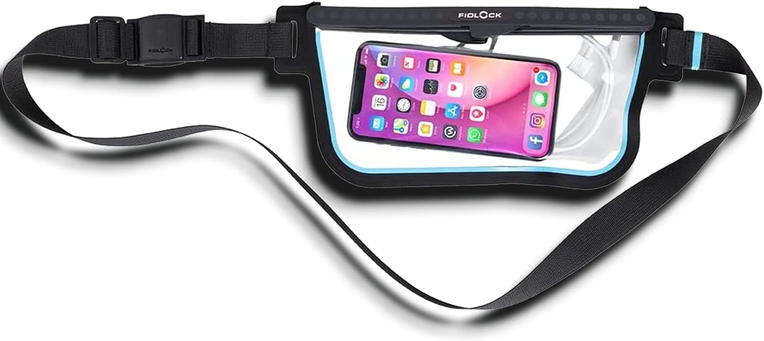 Hermetic Sling Phone Dry Bag, Waterproof Pouch, Transparent Blue | Dry Bag, FIDLOCK Buckle, Magnetic Self-Sealing