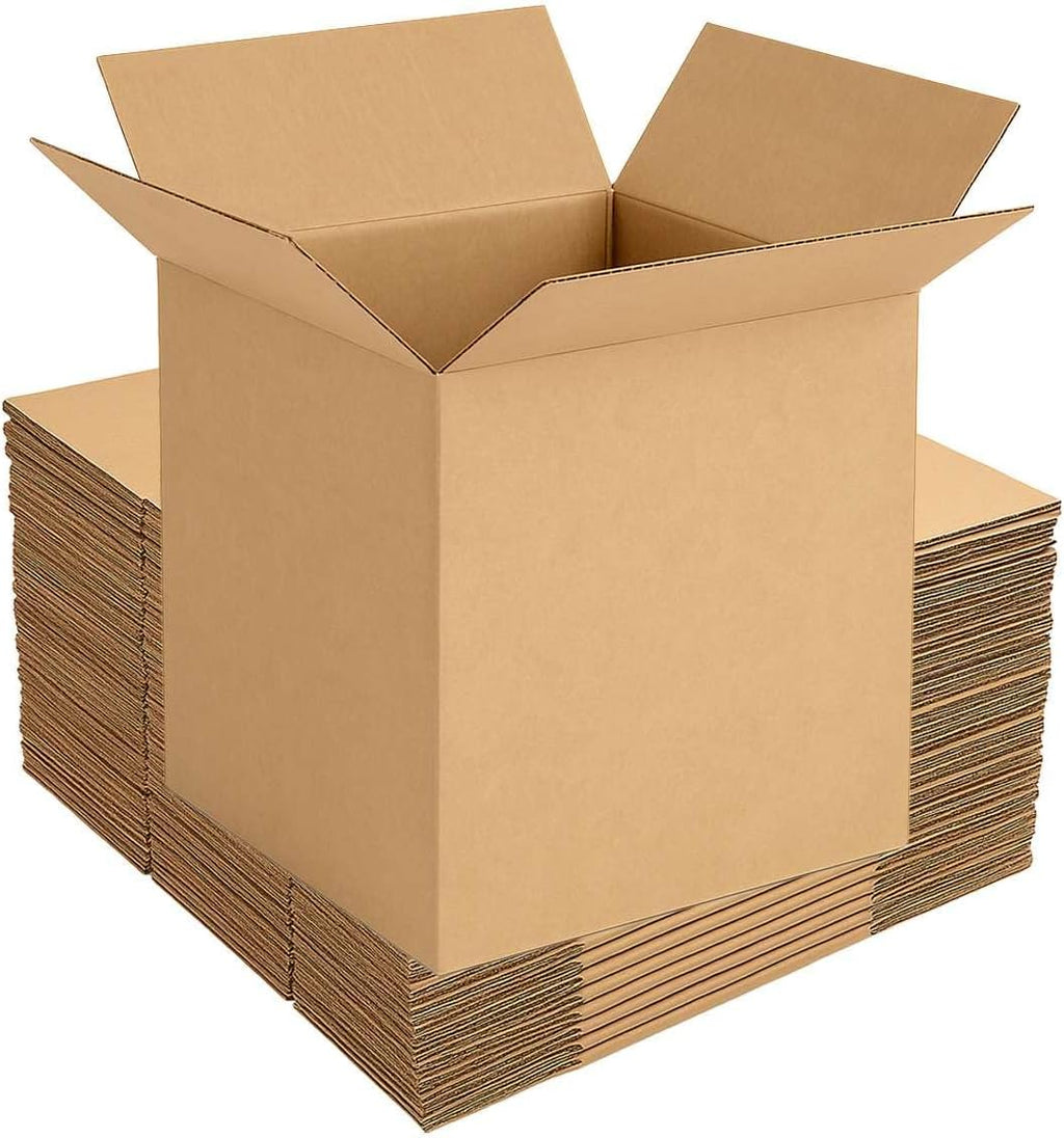 16" x 16" x 16" Kraft Corrugated Shipping Box - 25 Pack - Large Cube RSC Box for Moving, Storage, Packing - Single