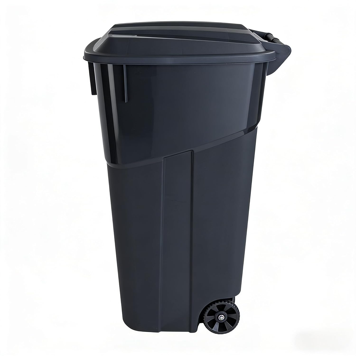 32 Gallon Wheeled Outdoor Garbage Can, Black Large Capacity Garbage Bin with Lid, Attached Snap Lock Lid and