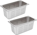 2Pcs 1/3 Size 6 Inch Deep Stainless Steel Perforated Steam Pans