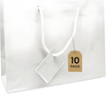 Novel Box 10 Pack White Glossy Laminated Gift Bags 9.5x4x7.5 in