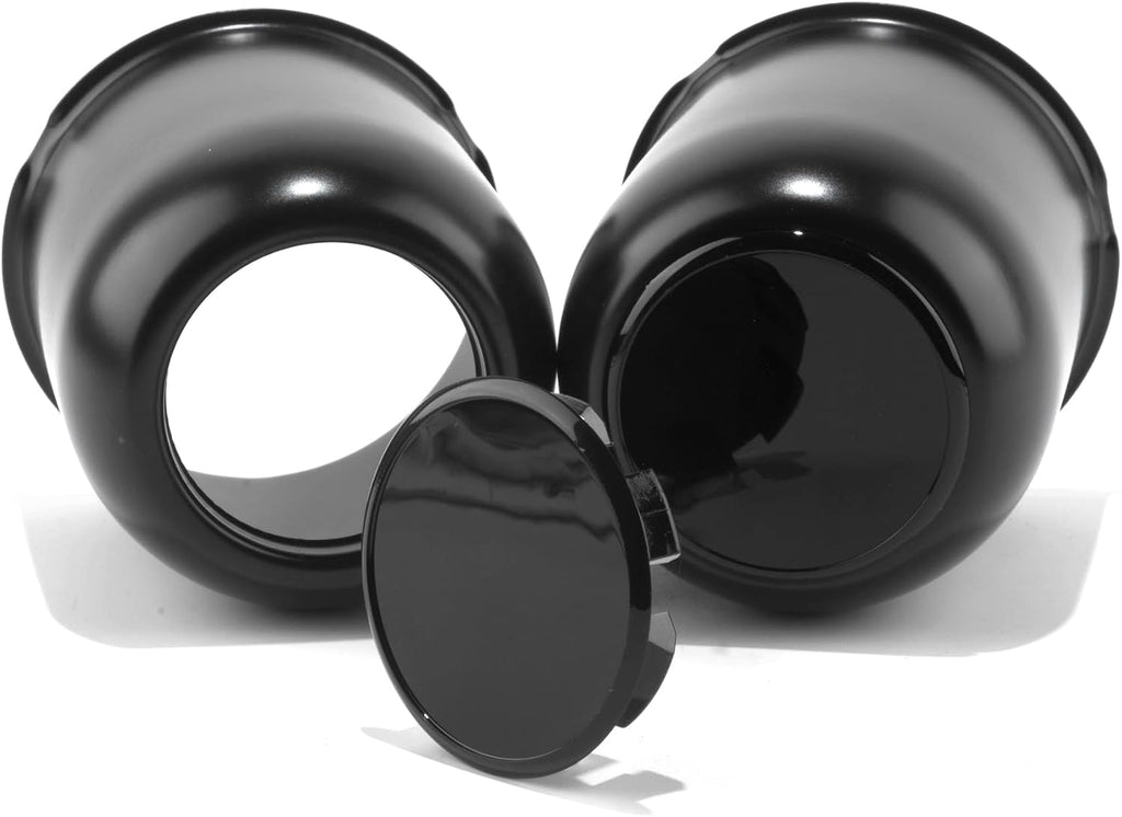 2-Pack Trailer Push Through Center Caps and Trailer Wheel Lug Sets - 3.19in Wheel Center Caps High Gloss Black Wheel