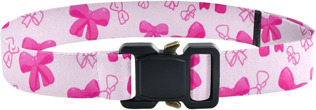 Bow Tie Adjustable Kids Elastic Belts, Girls Boys Stretch Waist Belt with Aluminum Alloy Buckle