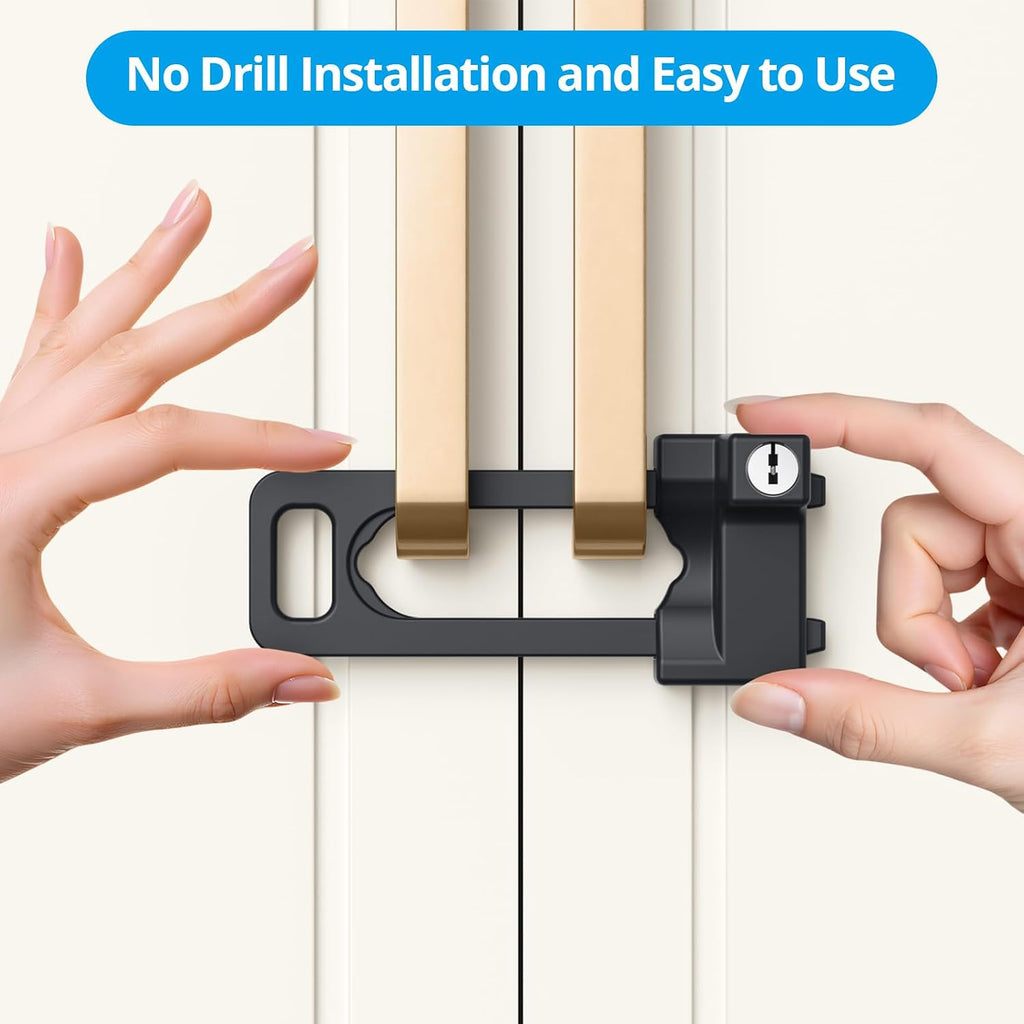 Cabinet Lock, 2 Metal Locks 4 Keys, Keyed Alike, Adjustable, Short Ver | Adjustable Childproof Cabinet Latch to