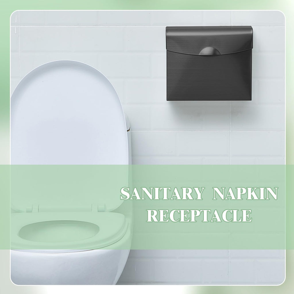 8 Pcs Sanitary Napkin Disposal Receptacle Wall Mount, Black