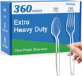 360 Count Extra Heavy Duty Clear Plastic Forks and Spoons
