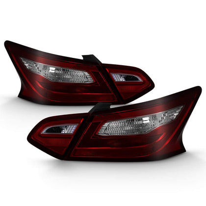 For 2016-2018 Nissan Altima Sedan Models Tail Lights Brake Lamps Red Smoke 4pcs Set Driver & Passenger Side