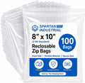8" X 10" (100 Count) 2 Mil Clear Reclosable Zip Plastic Poly Bags