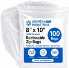 8" X 10" (100 Count) 2 Mil Clear Reclosable Zip Plastic Poly Bags