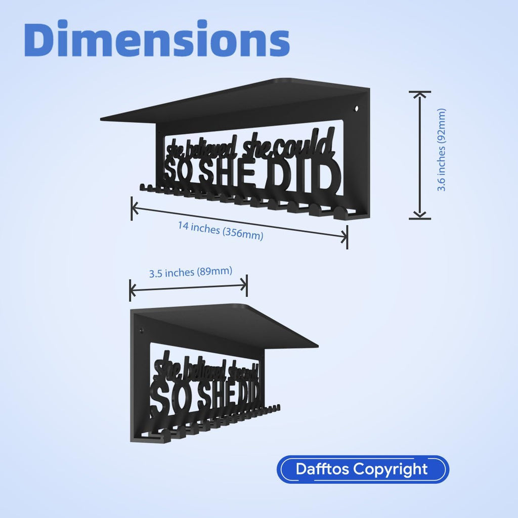 Medal Hanger - Ribbon Holder & Display Frame for Medals & Awards - Wall Mounted Metal Trophy Rack - Easy to Install