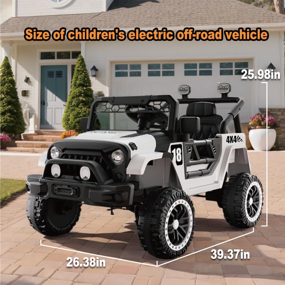 12V Kids Car, 4x4 Electric Car for Kids with Remote Control, LED Lights & Music, Off-Road Ride On Toy Car Gift for