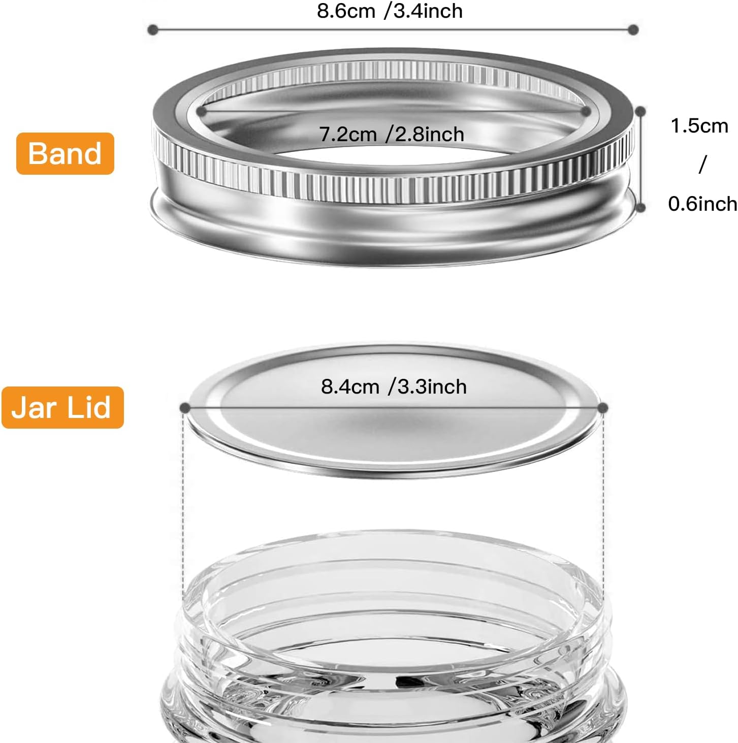 100Pcs/50 sets Canning Lids and Rings Wide mouth, Premium Mason Jar Lids with Rings/Bands for Ball, Kerr Jars - Food