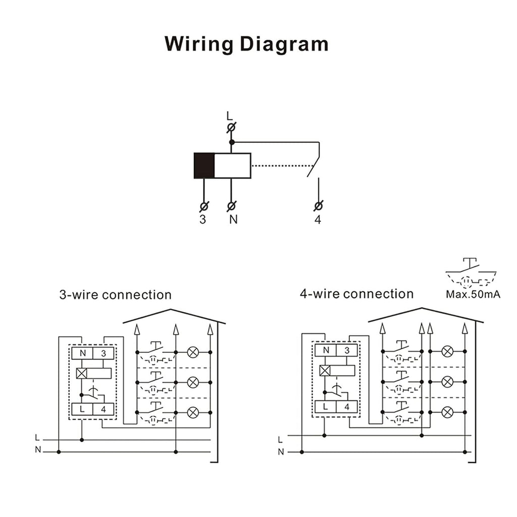 GEYA Staircase Switch Lighting Timer Switch 230VAC 16A Delay Off Relay Light Switch 0.5-20mins Din Rail (GRT8-LS,AC230V)