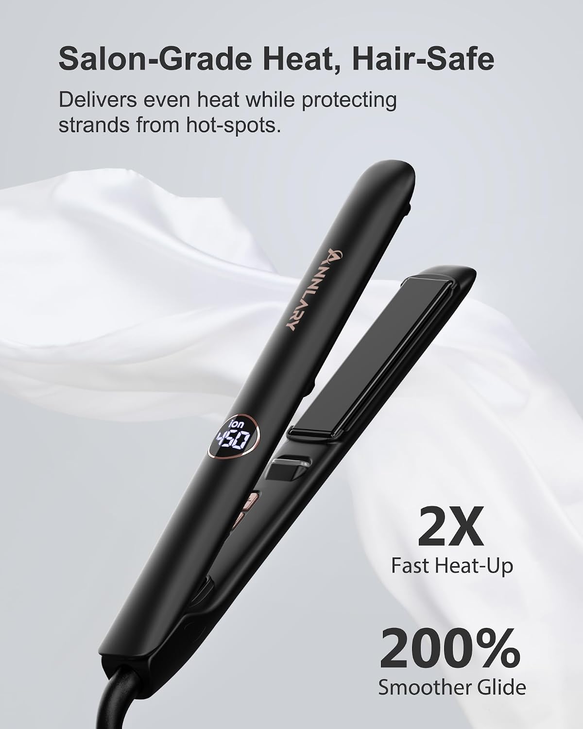 1 Inch Hair Straightener Flat Iron | 15s Fast Heating, Professional Titanium Ceramic Ionic Dual Voltage Straighteners