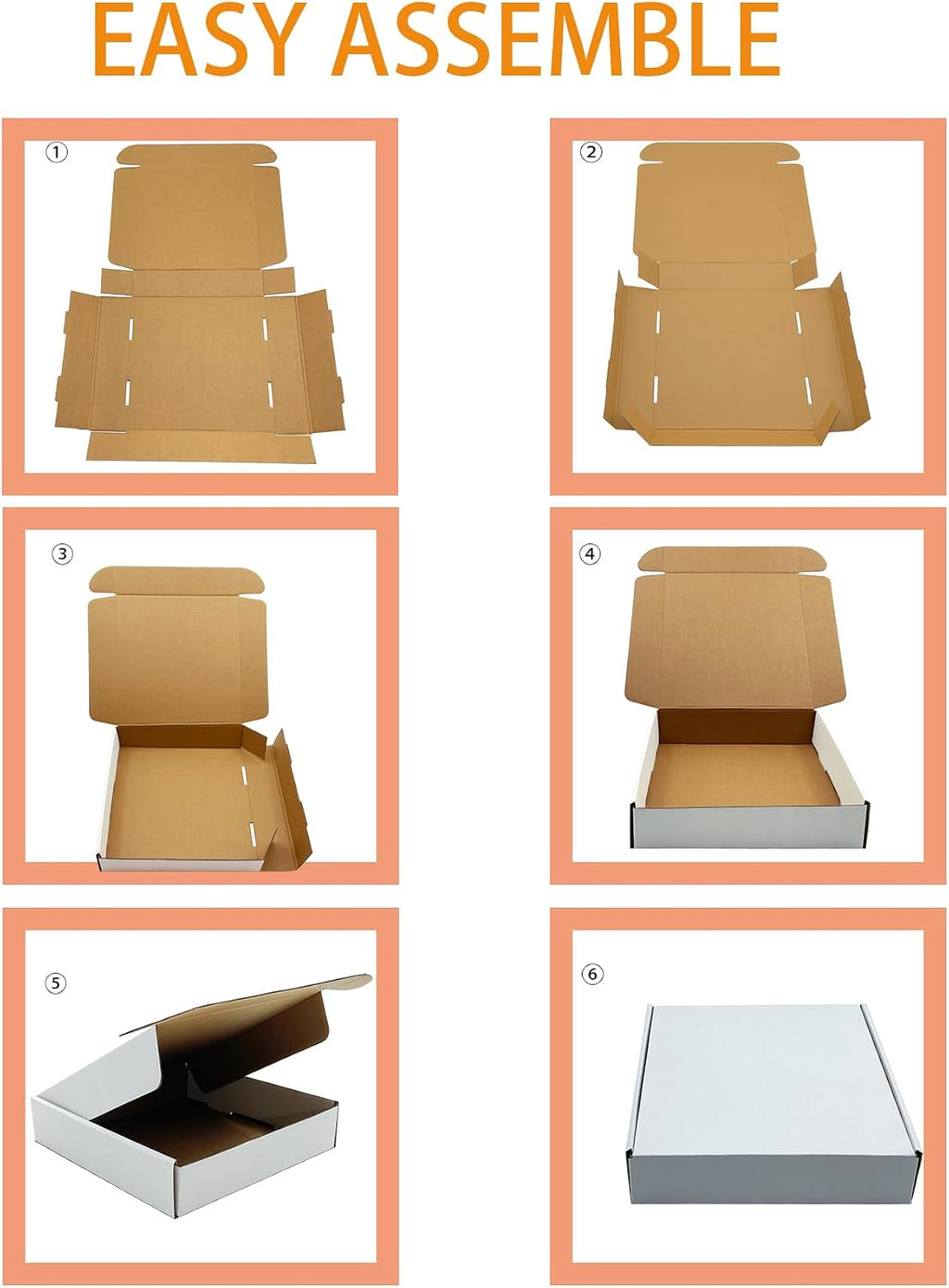 13x11x2 Inch Shipping Boxes Set of 25,White Corrugated Cardboard Mailers