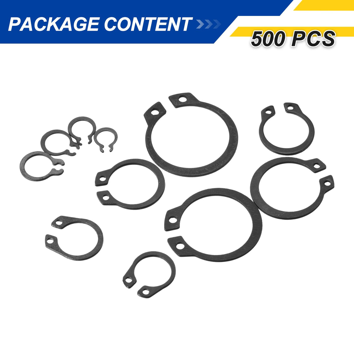 BOLTALIVON 500Pcs M4-M28 External Retaining Ring C Clips Snap Rings
