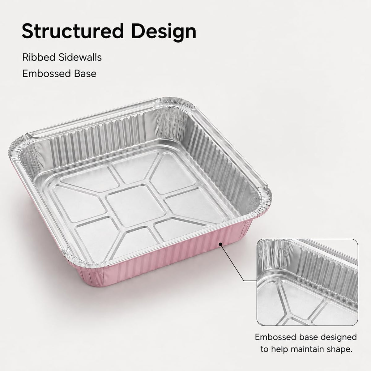 35-Pack 8x8 Pink Disposable Aluminum Foil Pans with Clear Lids