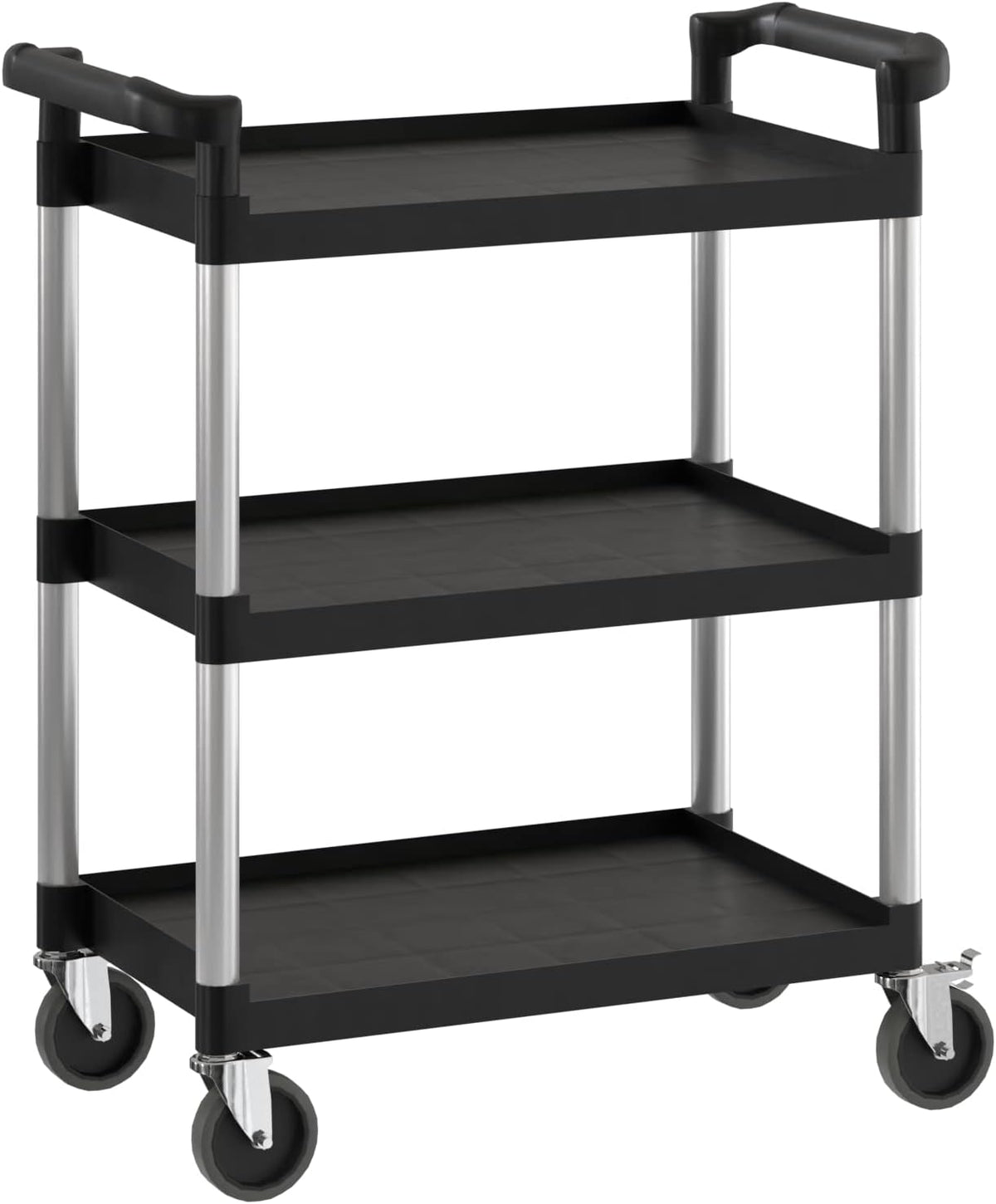 Black Utility/Bussing Cart with Three Shelves - 32" x 16"
