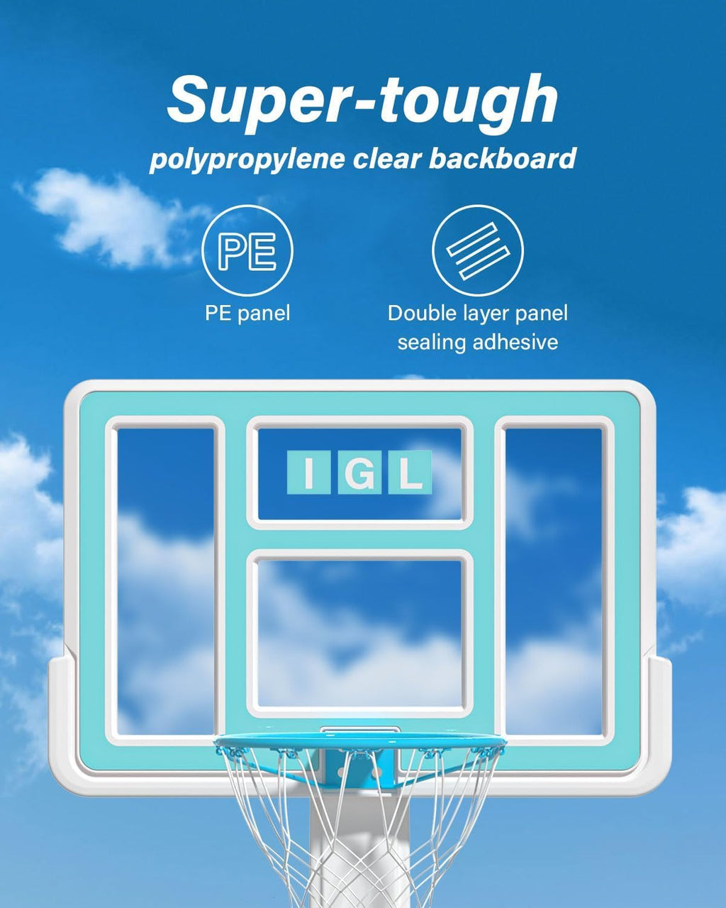 Pool Basketball Hoop Outdoor, Outdoor Poolside Basketball Hoop, Base & Stand Double Water Storage with 2 Ball &