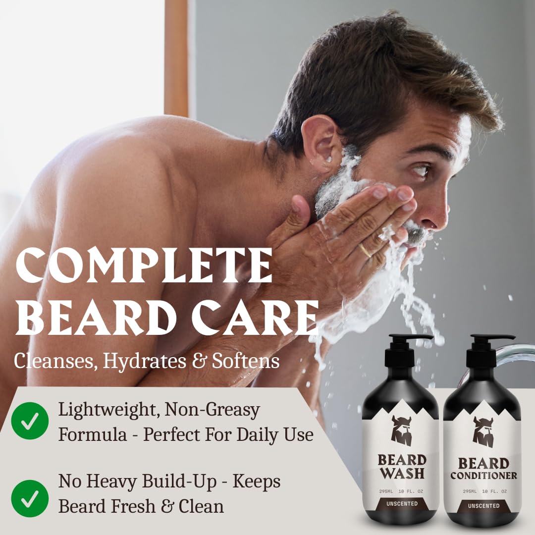 Beard Shampoo & Conditioner - 10 Oz Each, Unscented