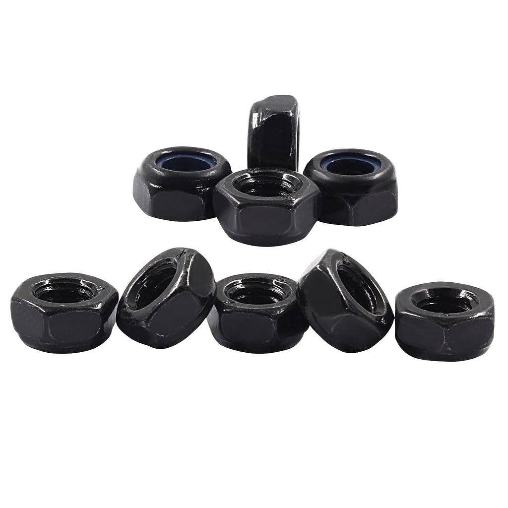 Hitefu M6 x 1mm Hex Lock Nuts, Black, 40PCS