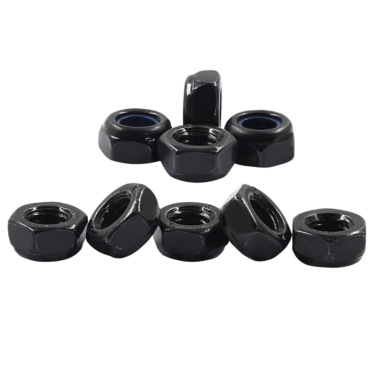 Hitefu M6 x 1mm Hex Lock Nuts, Black, 40PCS
