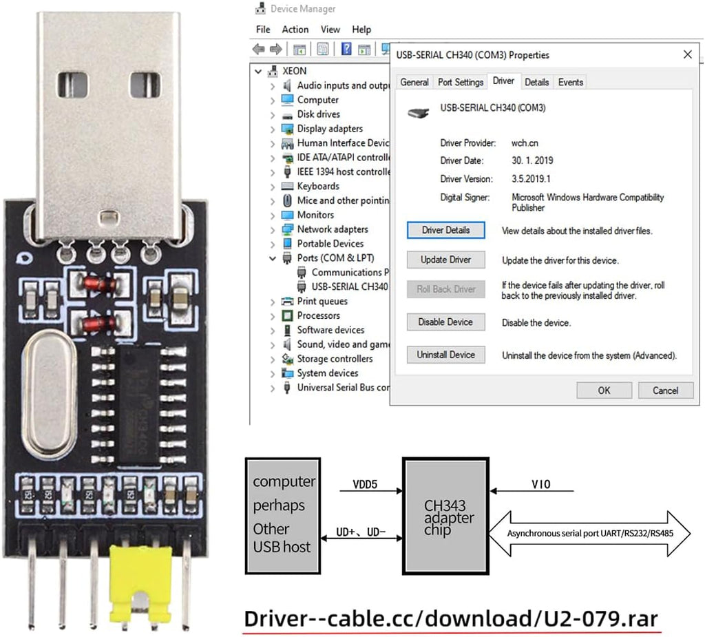USB2.0 Type-A to TTL Converter UART STC Module Serial Programmer CH340G CH340 3.3V 5V Adapter Replace PL-2303