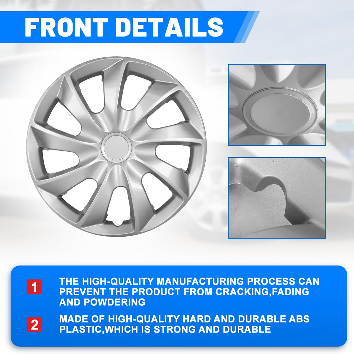 4 Packs Hubcaps 13 Inch, 13" Wheel Covers Replacement, Lacquer