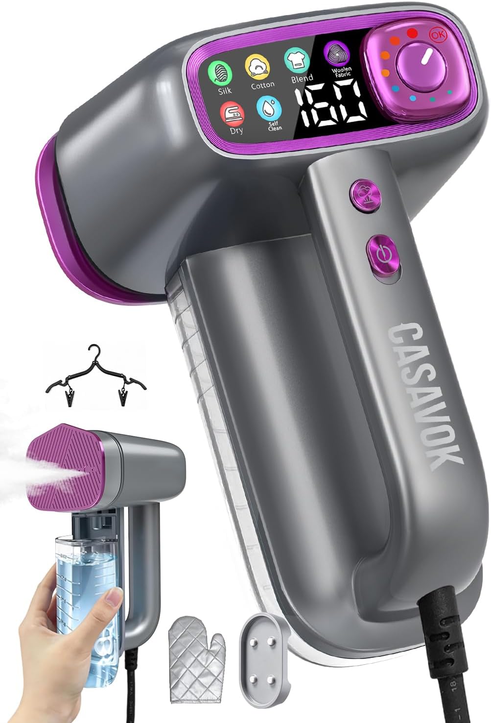 Handheld Steamer for Clothes,Travel Garment Steamer for Fabric | 160ml Large Water Tank,1200W Clothes Steamer,6 Steam